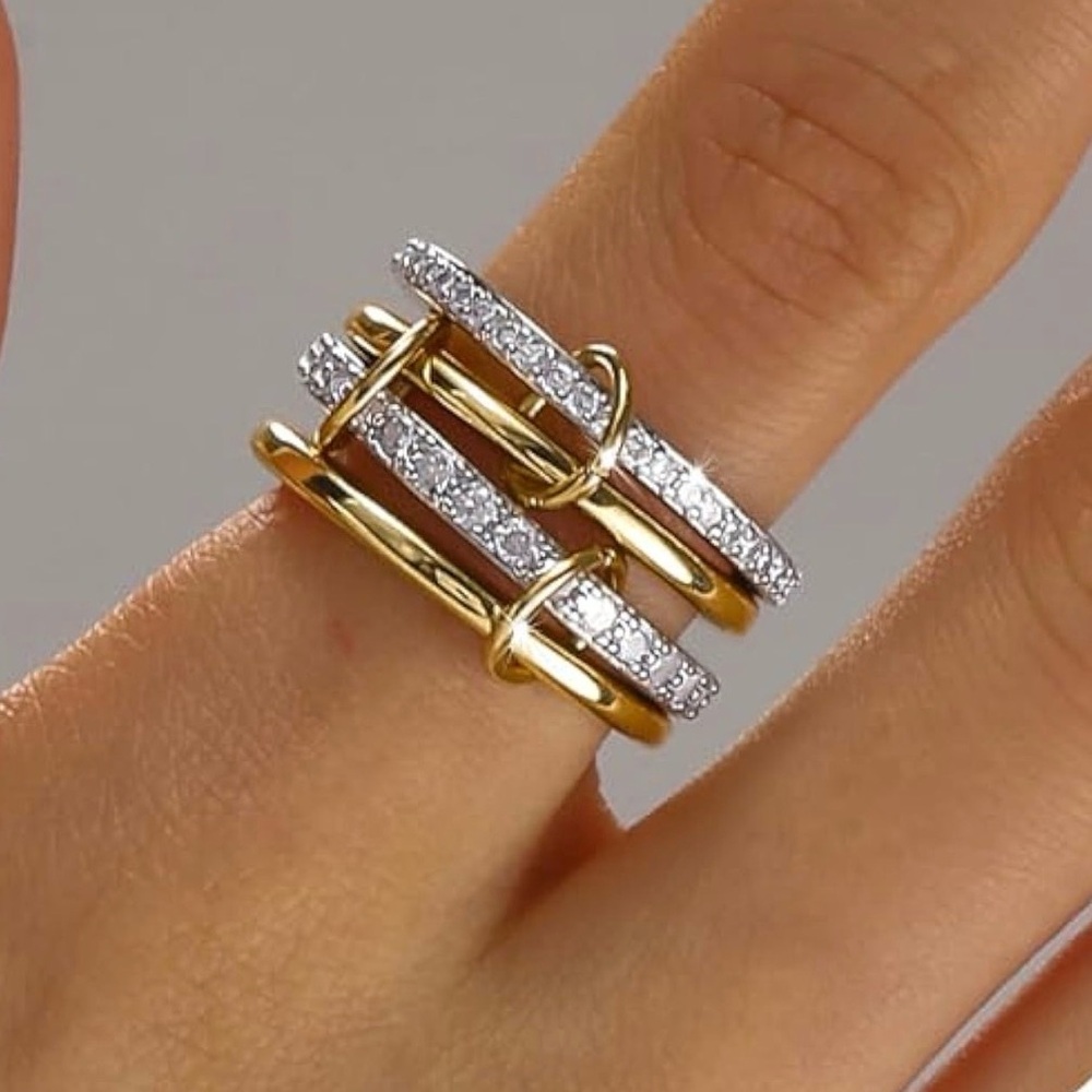 Stackable Rings for Women Non Tarnish 14K Gold And Silver Plated Ring Set